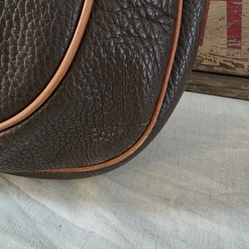 Vintage Dooney & Bourke Brown All Weather Leather Crescent Hobo - Picture 9 of 16